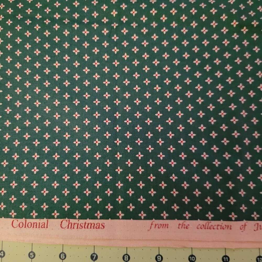 1 yard Green with Stars Colonial Christmas Marcus Fabric by Judie Rothermel